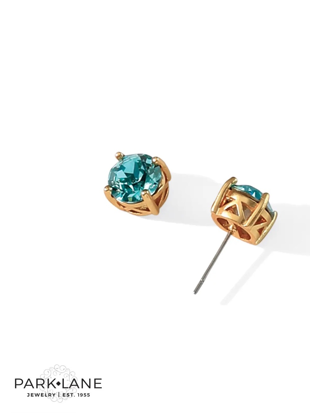 Park Lane 🩵 TURQUOISE Impressions Stud Earrings Teal Crystal in Gold NWT
